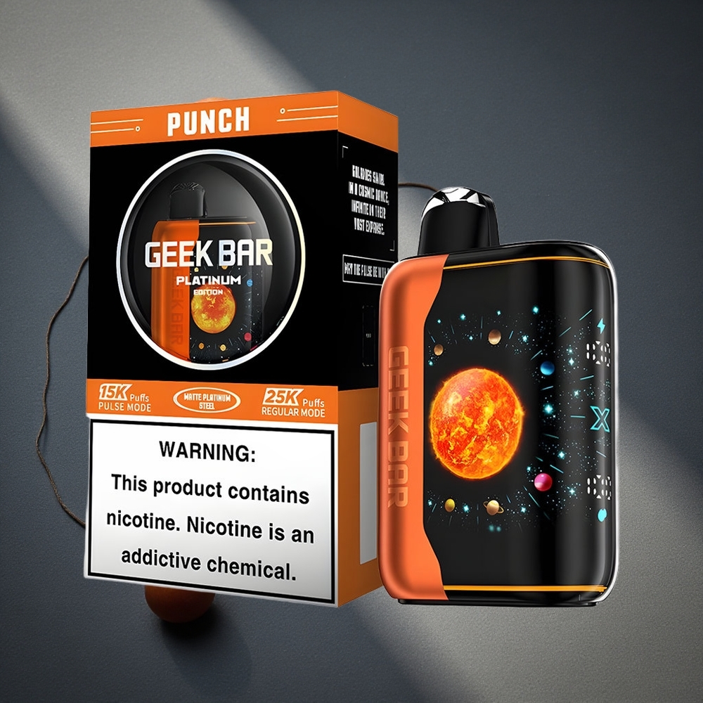 GEEK BAR Platinum Edition 25000 Caladas Vape Punch Acabado en Acero Platino Mate Peru por mayor