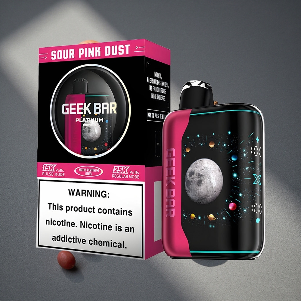 GEEK BAR Platinum Edition Hasta 25000 Caladas Polvo Rosado Agrio 20mL E-Liquid Peru por mayor