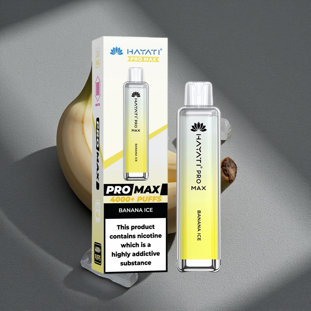 Hayati Pro Max 4000 Puffs Desechable Plátano Hielo Batería recargable 1400mAh Peru por mayor