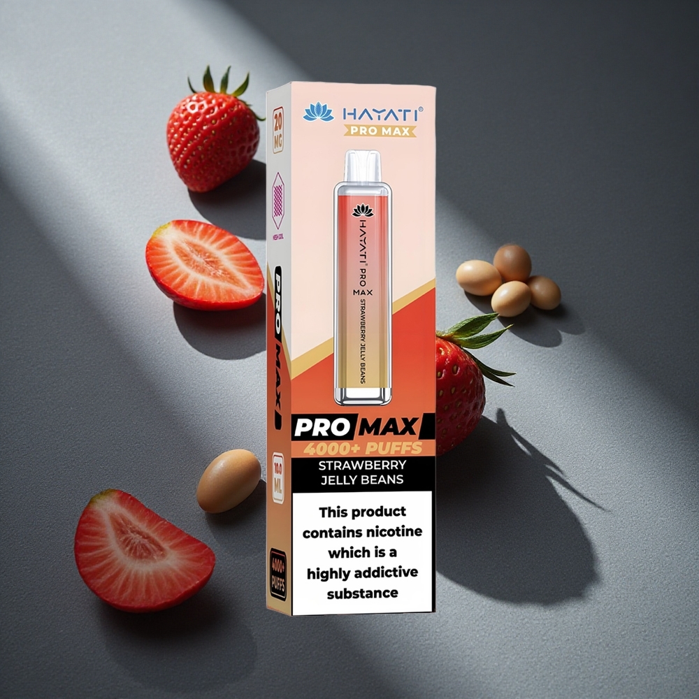 Hayati Pro Max 4000 Puffs Fresa (Strawberry) Jelly Beans Batería recargable 1400mAh Peru por mayor