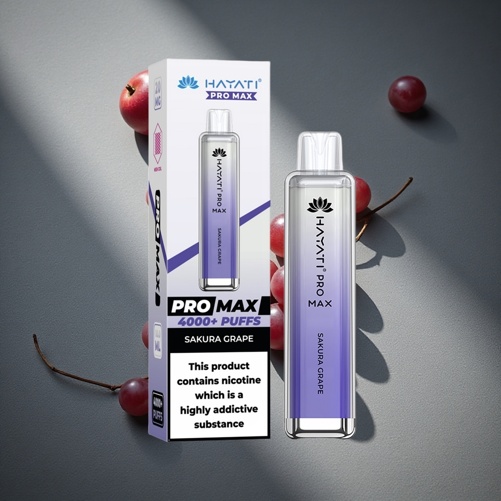 Hayati Pro Max 4000 Puffs Vape Desechable Cereza Uva + Batería Recargable 1400mAh Peru por mayor