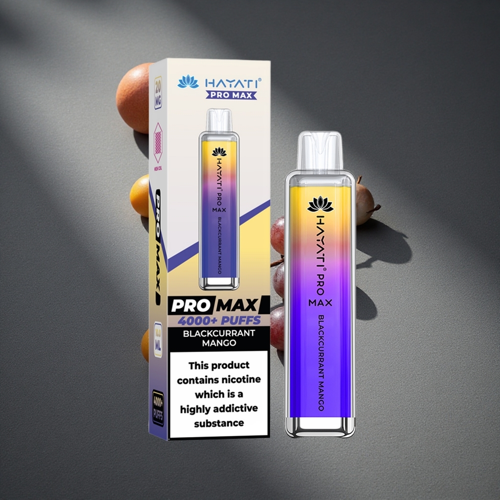 Hayati Pro Max 4000 Puffs Vape Desechable Grosella Negra Mango Batería recargable 1400mAh Peru por mayor