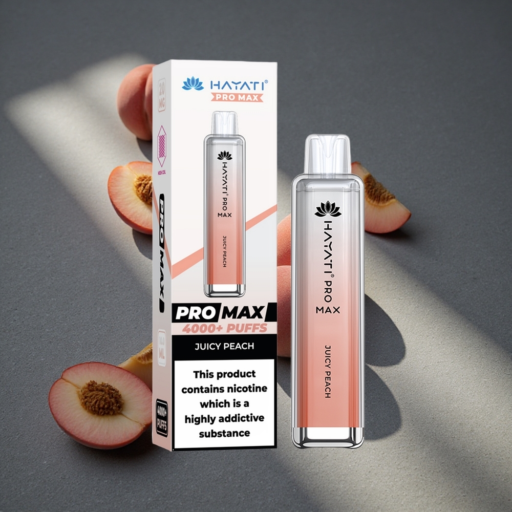 Hayati Pro Max 4000 Puffs Vape Desechable Melocotón Jugoso Batería recargable 1400mAh Peru por mayor