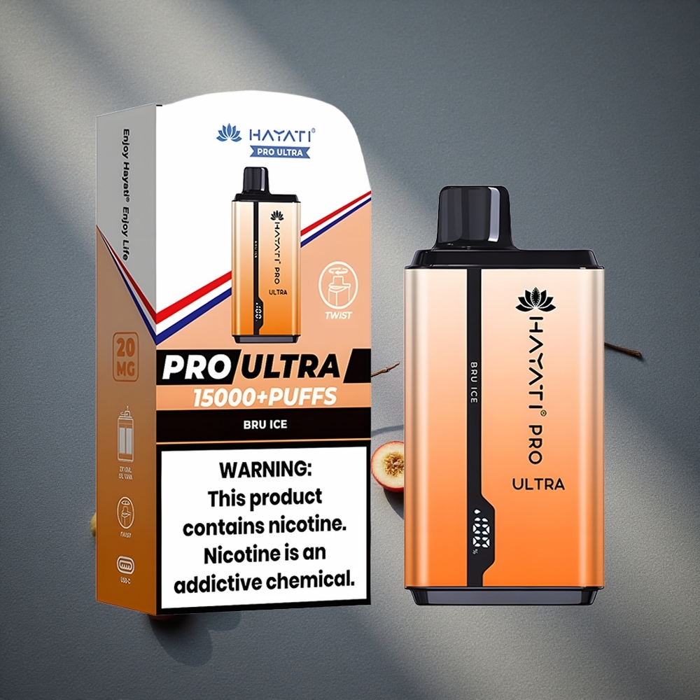 Hayati Pro Ultra 15000 Caladas Vape Desechable Bru Hielo 49 Sabores Peru por mayor