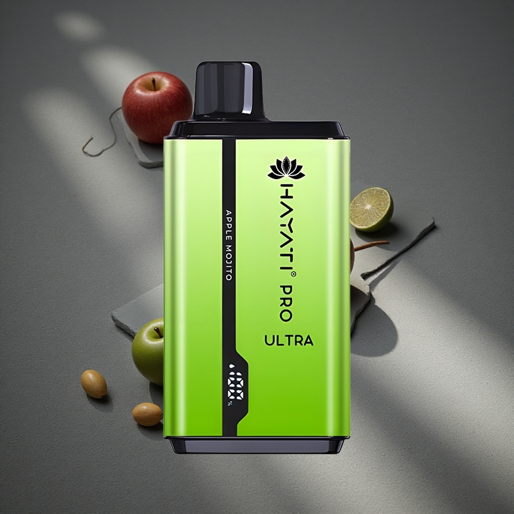Hayati Pro Ultra 15000 Caladas Vape Desechable Manzana Mojito 2% Resistencia de Nicotina Peru por mayor