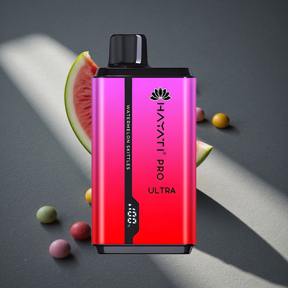 Hayati Pro Ultra 15000 Caladas Vape Desechable Sandía Skittles 2 12ml Peru por mayor