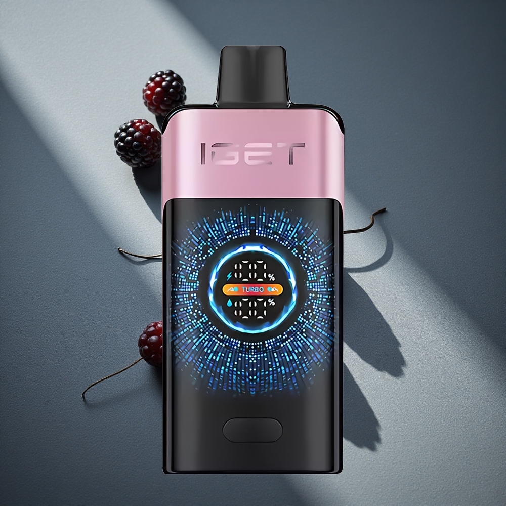 IGET ONE 12000 Puffs Desechable Vape Blackberry Ice (Mora Azul Hielo) con Pantalla Curva a Color Grande Peru por mayor