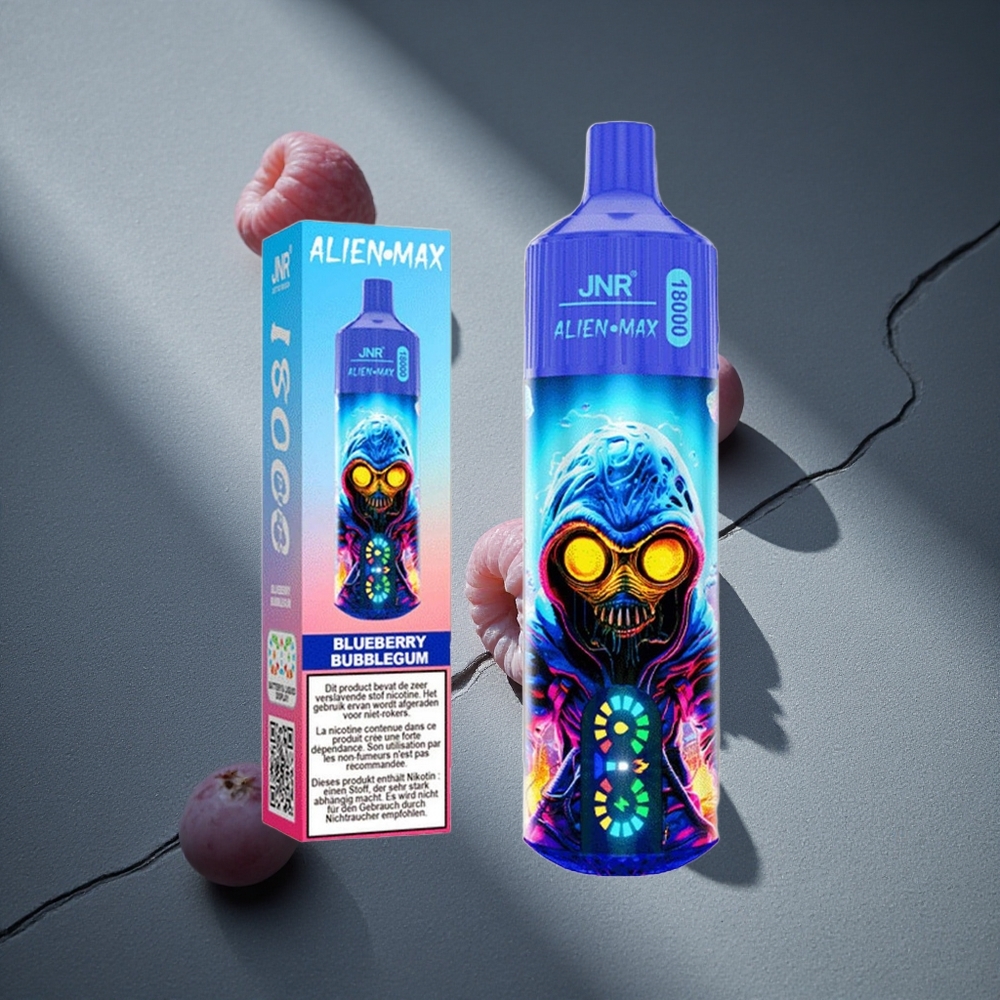 JNR Alien Max 18000 Puffs Chicle de Arándano Azul Pantalla LED Inteligente Peru por mayor