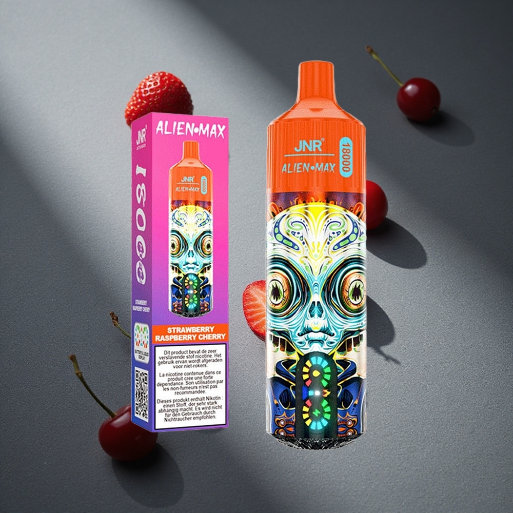 JNR Alien Max 18000 Puffs Fresa Frambuesa Cereza Pantalla LED Inteligente Peru por mayor
