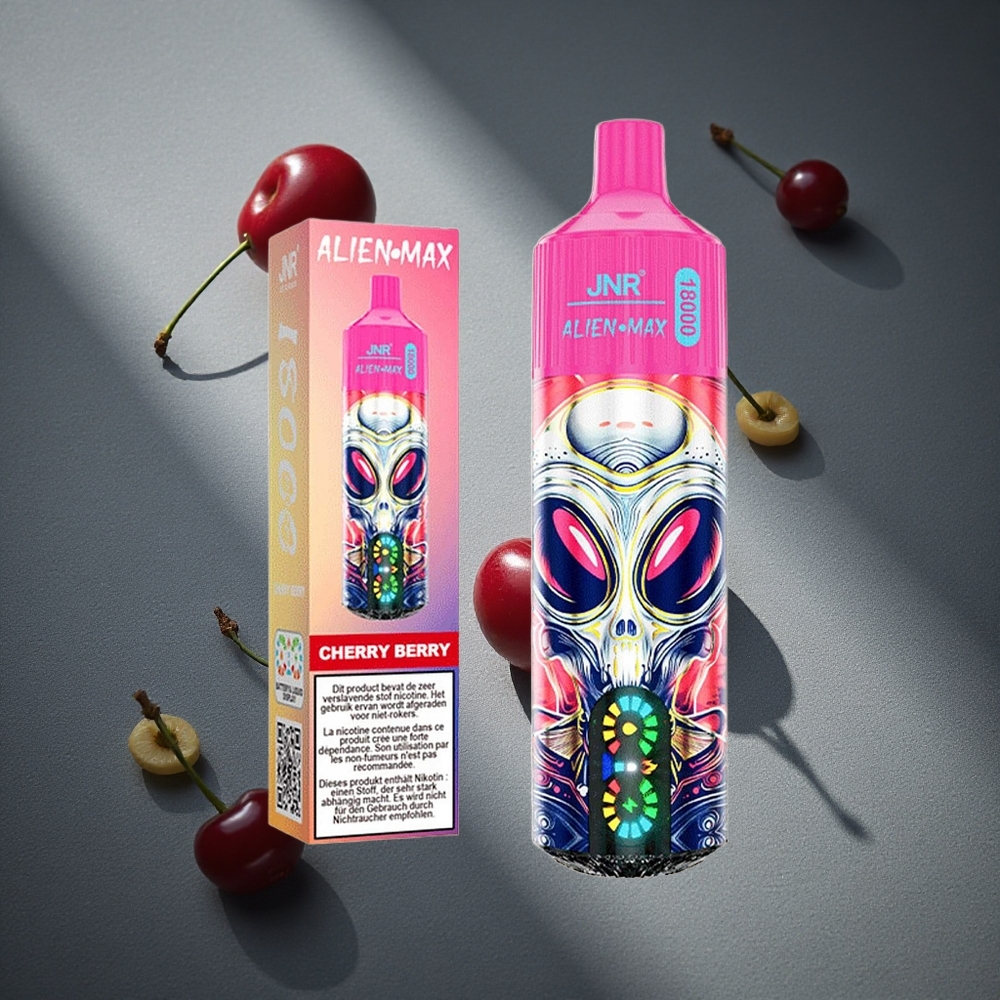 JNR Alien Max 18000 Puffs Vape Desechable Cereza y Baya Pantalla LED Inteligente Peru por mayor