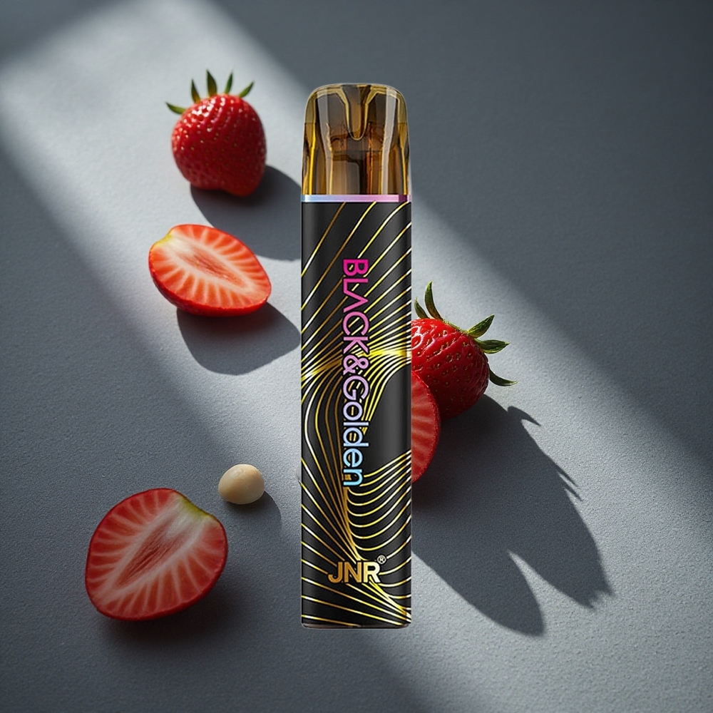 JNR Black&Golden 600+200 Puffs Vape Desechable Fresa Helada Capacidad de la Batería 550mAh Peru por mayor