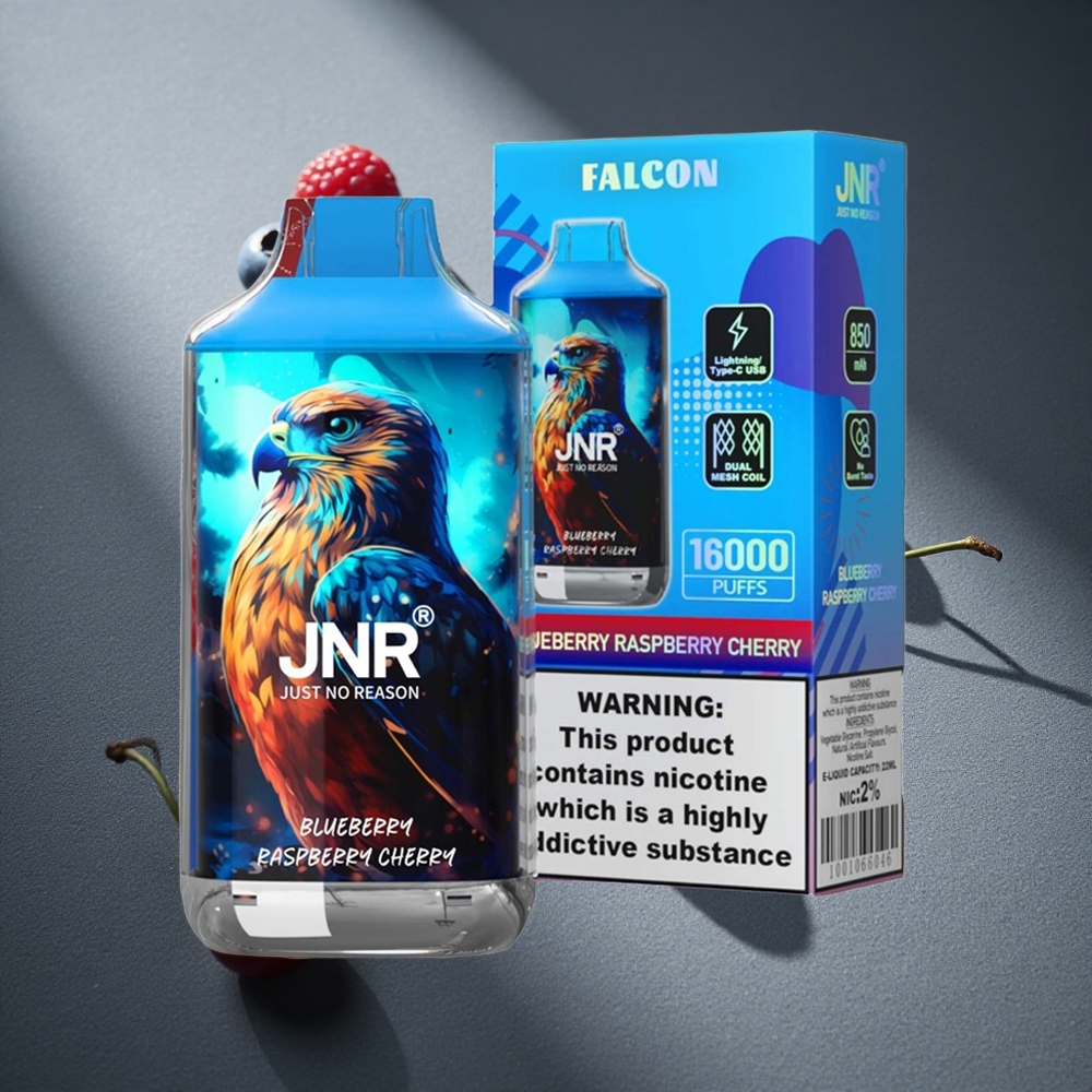JNR Falcon 16000 Caladas Vape Desechable Arándano Frambuesa Cereza Pantalla LED Inteligente Peru por mayor