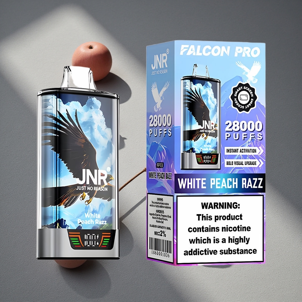 JNR Falcon Pro 28000 Puffs Melocotón Blanco y Frambuesa 28000 Caladas Batería de 950mAh Peru por mayor