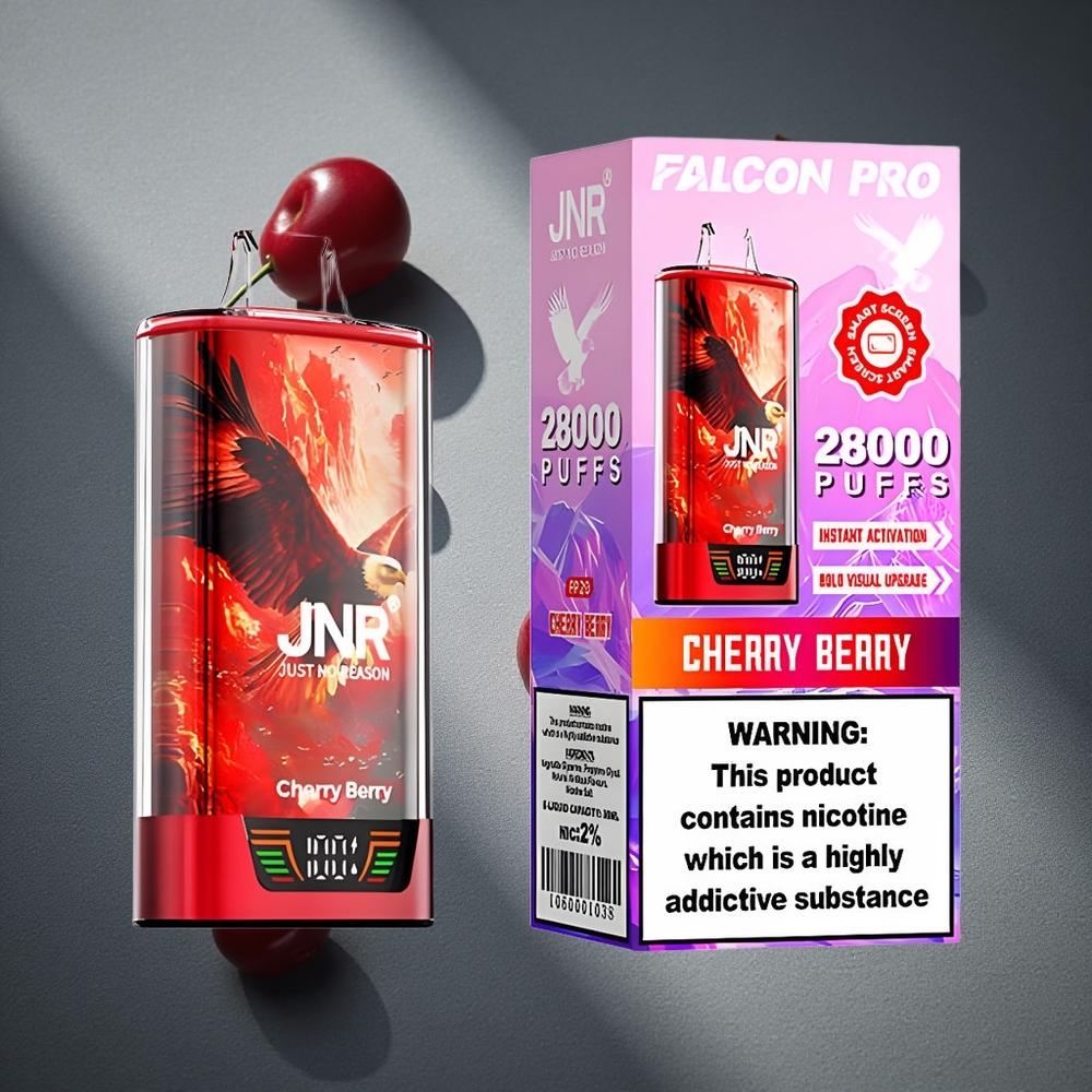 JNR Falcon Pro 28000 Vape Desechable Cereza y Baya con Pantalla Inteligente Peru por mayor