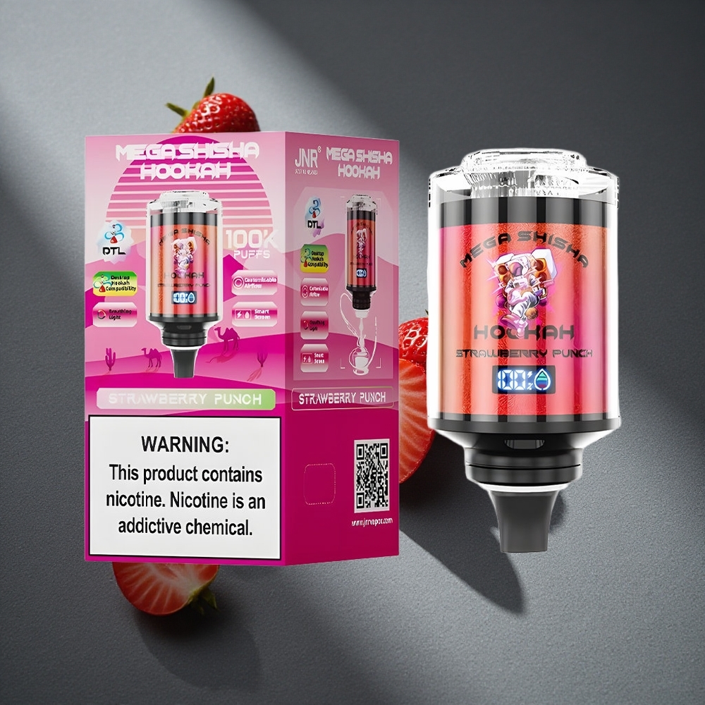 JNR Mega Shisha Hookah 100K Fresa Golpe 100000 caladas Pantalla interactiva inteligente Peru por mayor