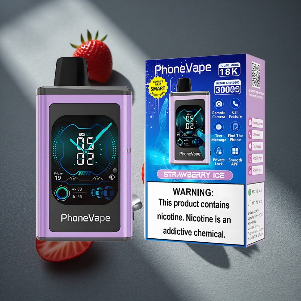 JNR PhoneVape 30000 chupadas Fresa Helada Batería recargable 850mAh Tipo-C Peru por mayor