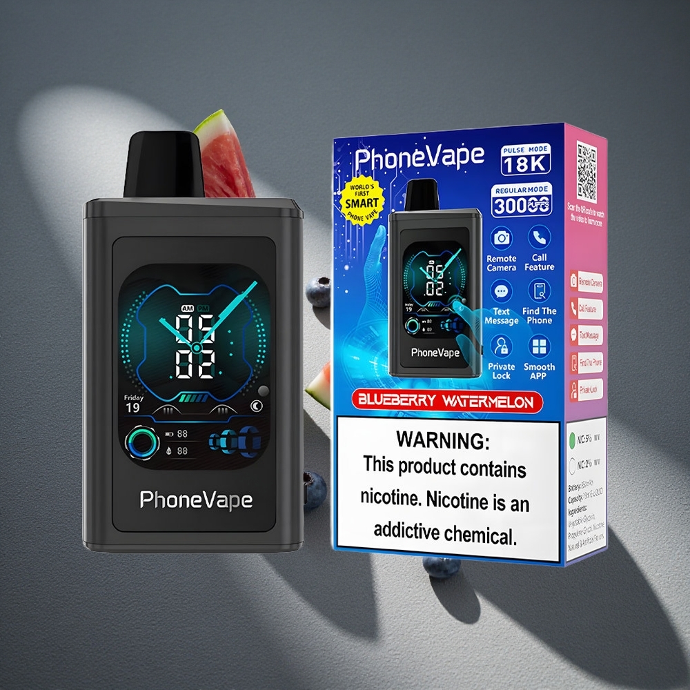 JNR PhoneVape 30000 chupadas Vape Desechable Arándano Sandía Pantalla Completa Peru por mayor