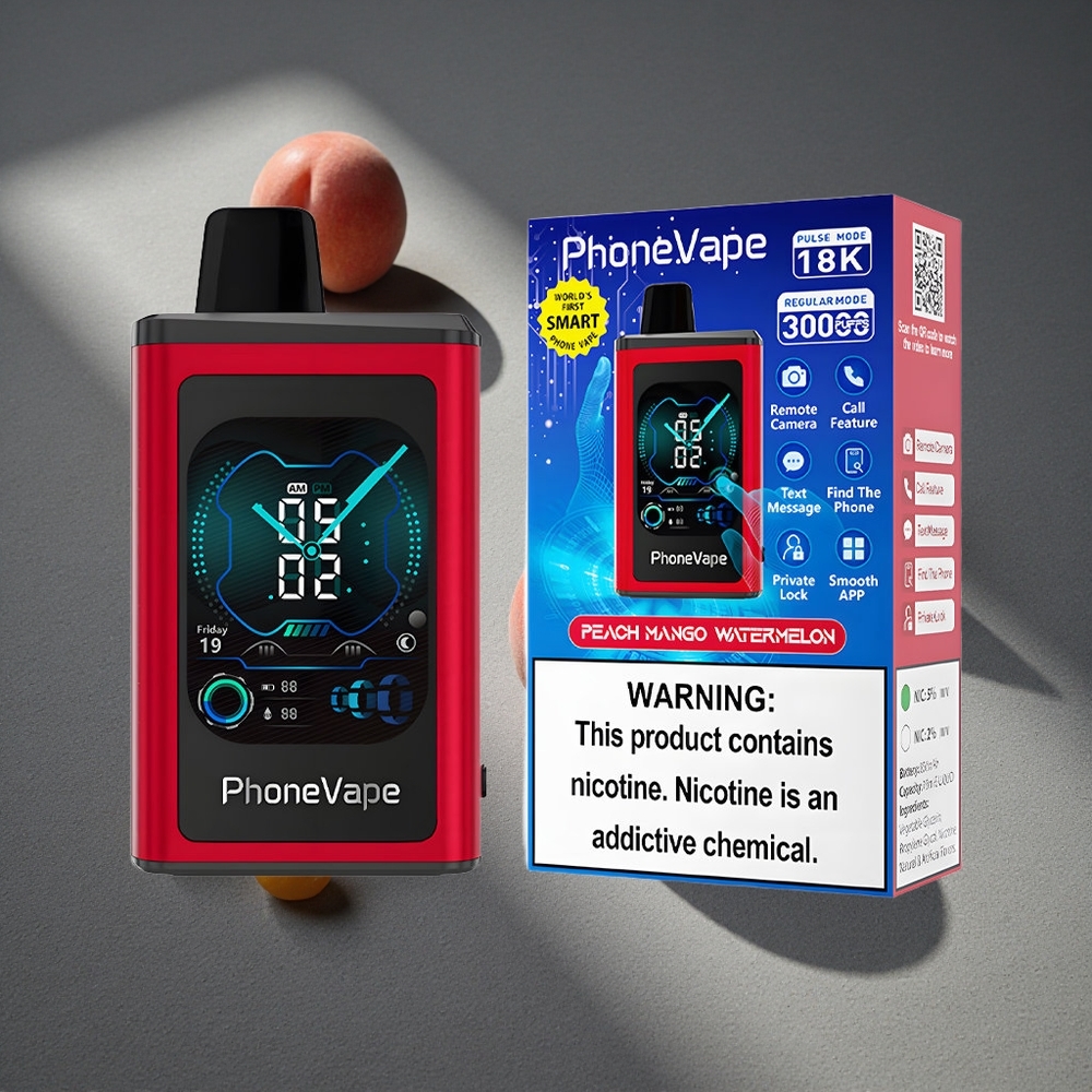 JNR PhoneVape 30000 chupadas Vape Desechable Melocotón Mango Sandía Pantalla Completa Peru por mayor