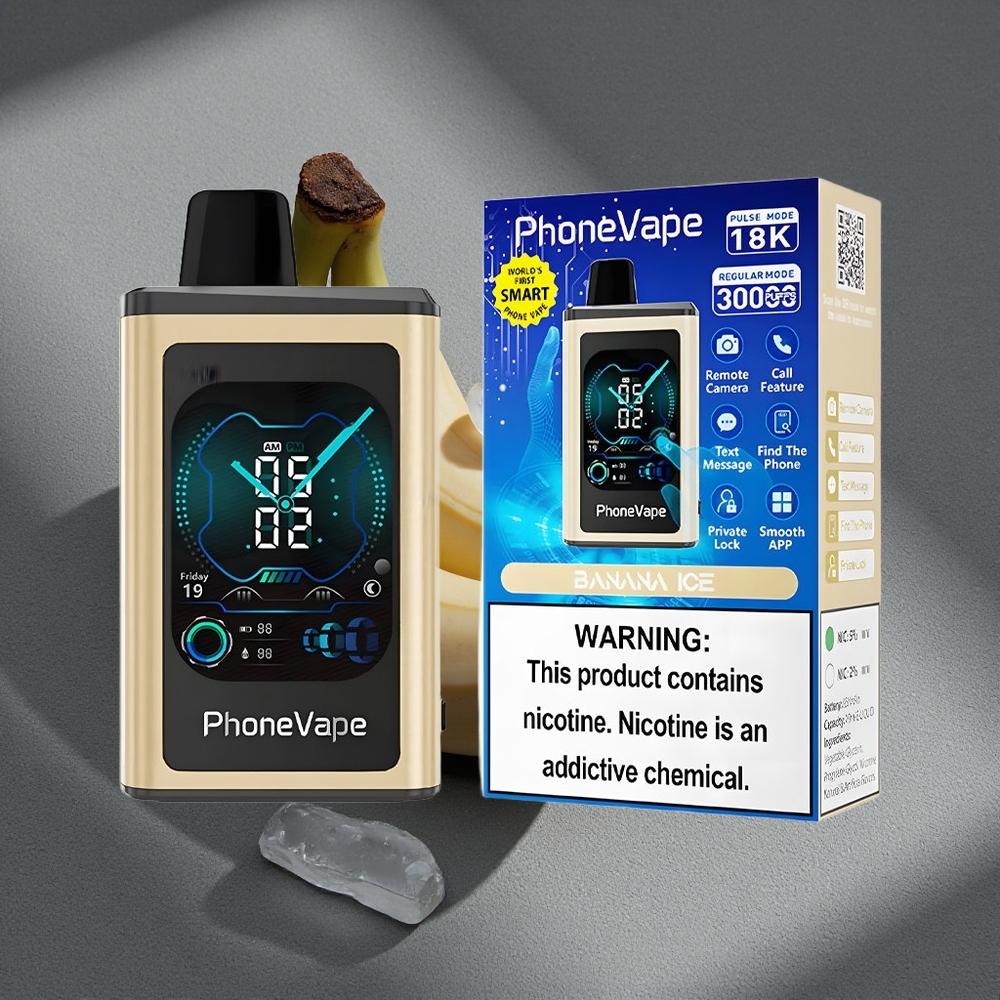 JNR PhoneVape 30000 puffs Vapeador Desechable Banana Hielo Pantalla Completa Peru por mayor