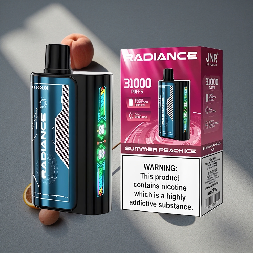 JNR Radiance 31000 Caladas Vape Desechable Melocotón Verano Hielo Pantalla Inteligente Animada Peru por mayor