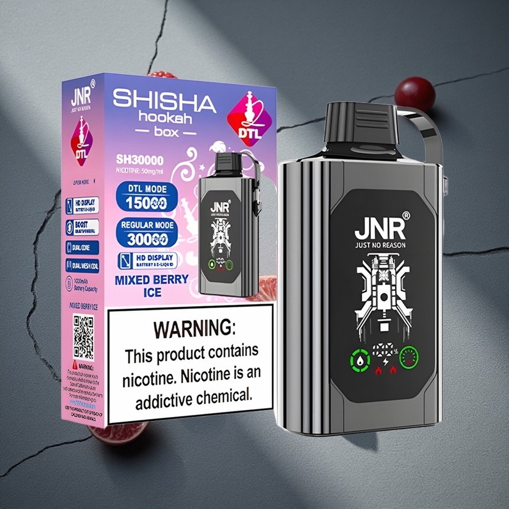 JNR Shisha Hookah Box 20500 Puffs Vape Desechable Frutos del Bosque Helado con Pantalla HD Peru por mayor