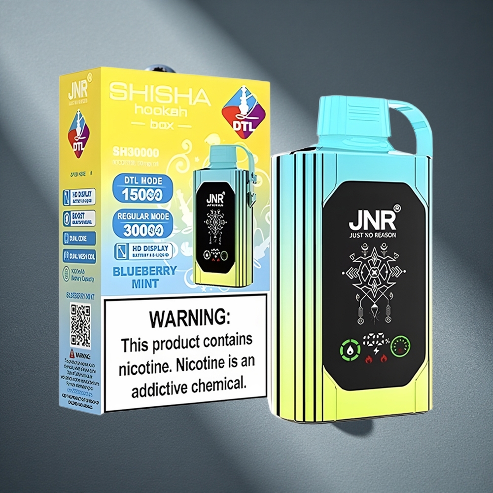 JNR Shisha Hookah Box 20500 Puffs Vape Desechable Menta Arándano Azul Pantalla HD Peru por mayor