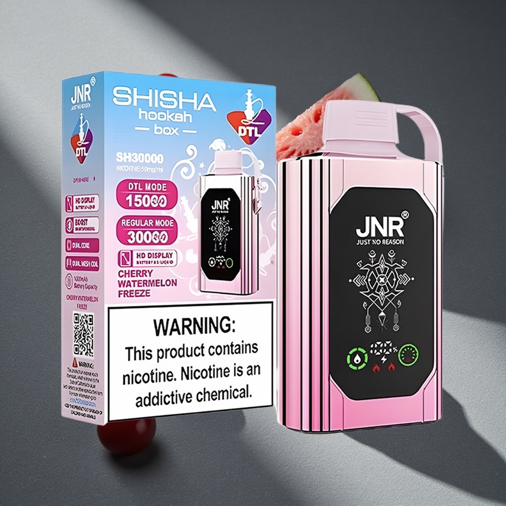 JNR Shisha Hookah Box 20500 Puffs Vape Disposable Cereza Sandía Helada Dual Mesh Coil & Dual Core Peru por mayor