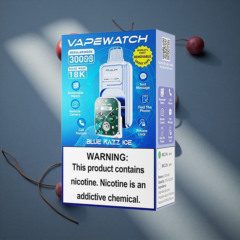 JNR VapeWatch 30000 Caladas Vape Desechable Blue Razz Ice 1000mAh Capacidad de Batería Peru por mayor