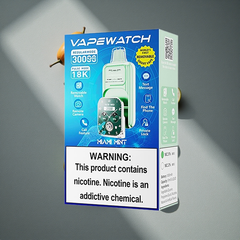 JNR VapeWatch 30000 Caladas Vape Desechable Menta Miami Capacidad de la Batería: 1000mAh Peru por mayor