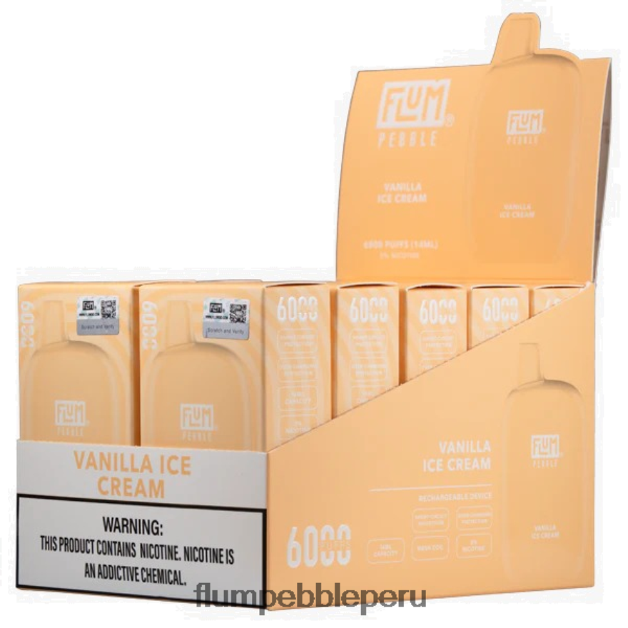 FLUM PEBBLES 6000 inhalaciones 10 paquetes helado de vainilla - Flum Pebble Flavors XDP2BH85
