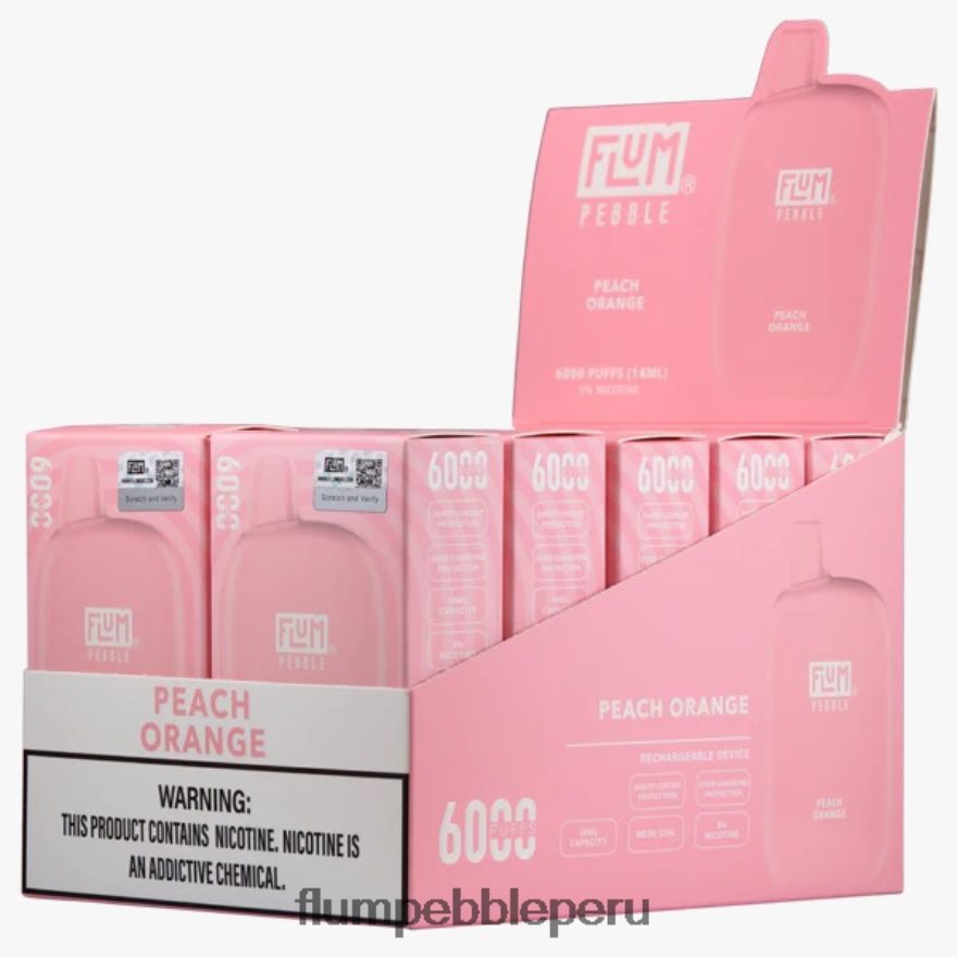 FLUM PEBBLES 6000 inhalaciones 10 paquetes naranja durazno - Flum Pebble Vape Peru XDP2BH63